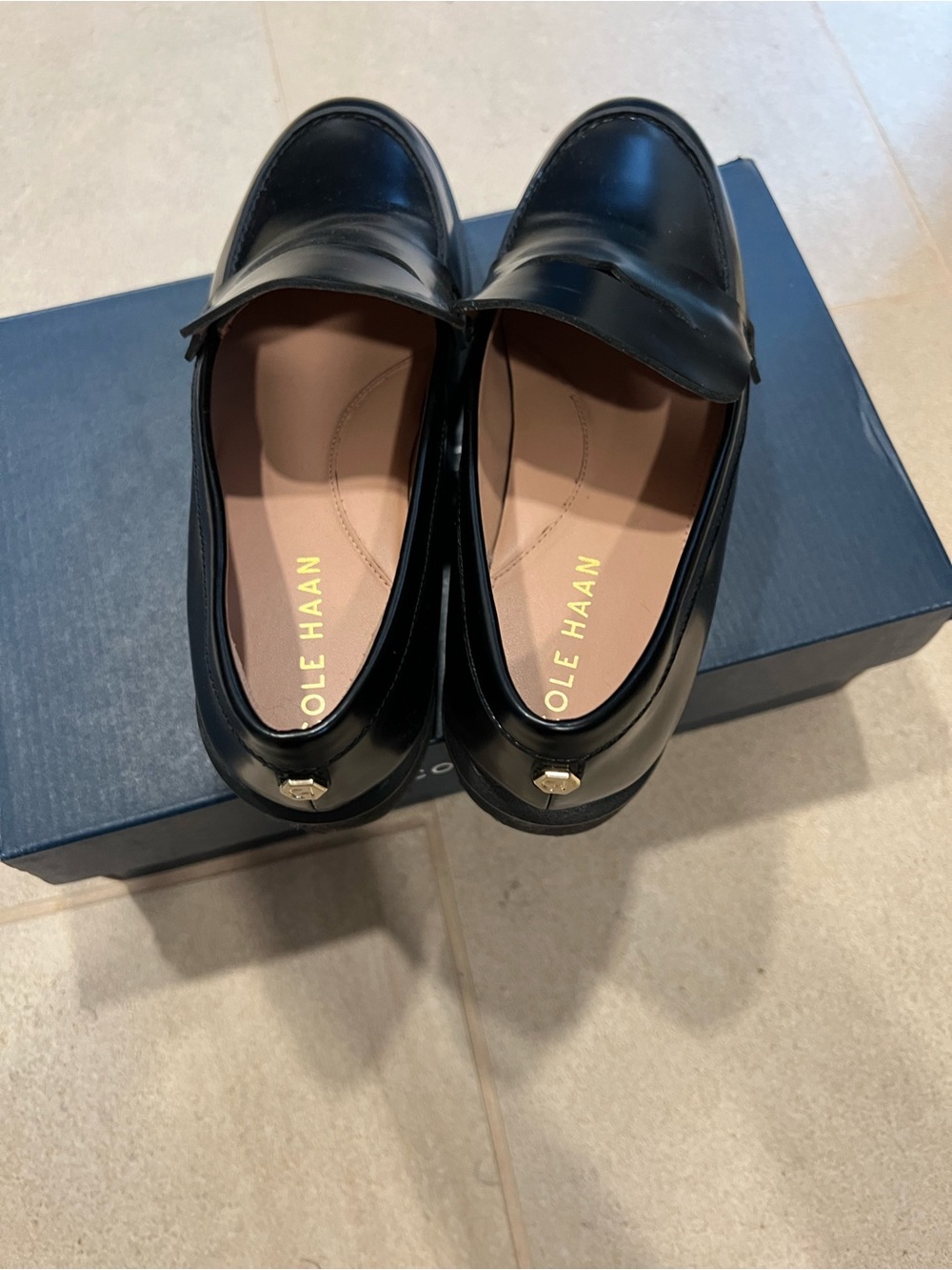 Cole Haan Black Leather Women's Penny Loafers - Picture 3 of 6